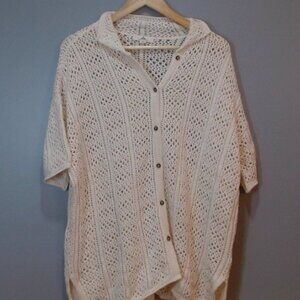 Rip Curl Women’s Button-Up Crochet‎ Knit Cardigan Top Beige Medium